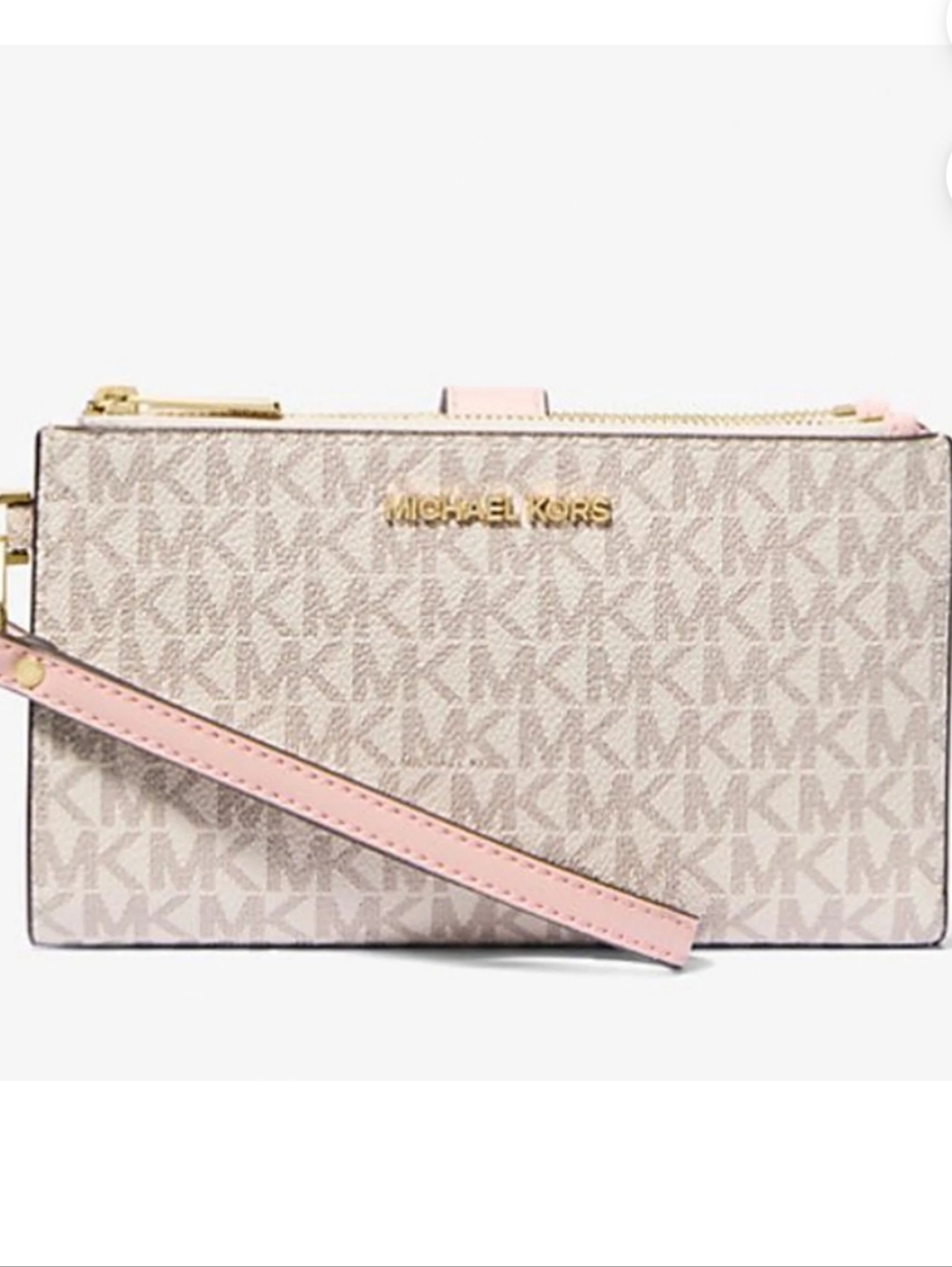 Michael Kors Pink Signature Vanilla & Pink MK Wristlet Wallet NWOT